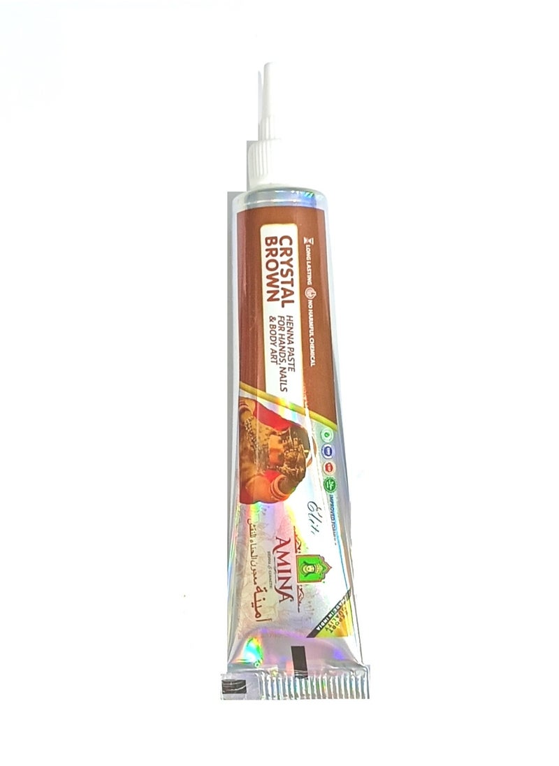Amina Organic Henna Instant Tattoo Henna Mehendi Tube cone Nail Henna Tube  Brown 1 Piece X 30 Gm  - Image 2