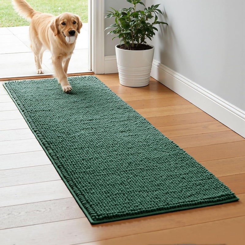 subrtex Bathroom Rugs, 24" x 60" Chenille Bath Rug Soft Short Plush Bath Mat Soft Shower Mat Water Absorbent Shower Mat Quick Dry Machine Washable, Celadon - Image 1