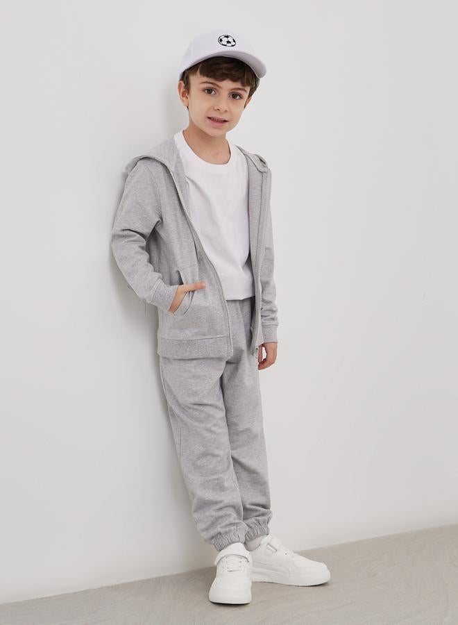 ستايلي هودي ستيلي رمادي قطن بسحاب وجيب - Image 3