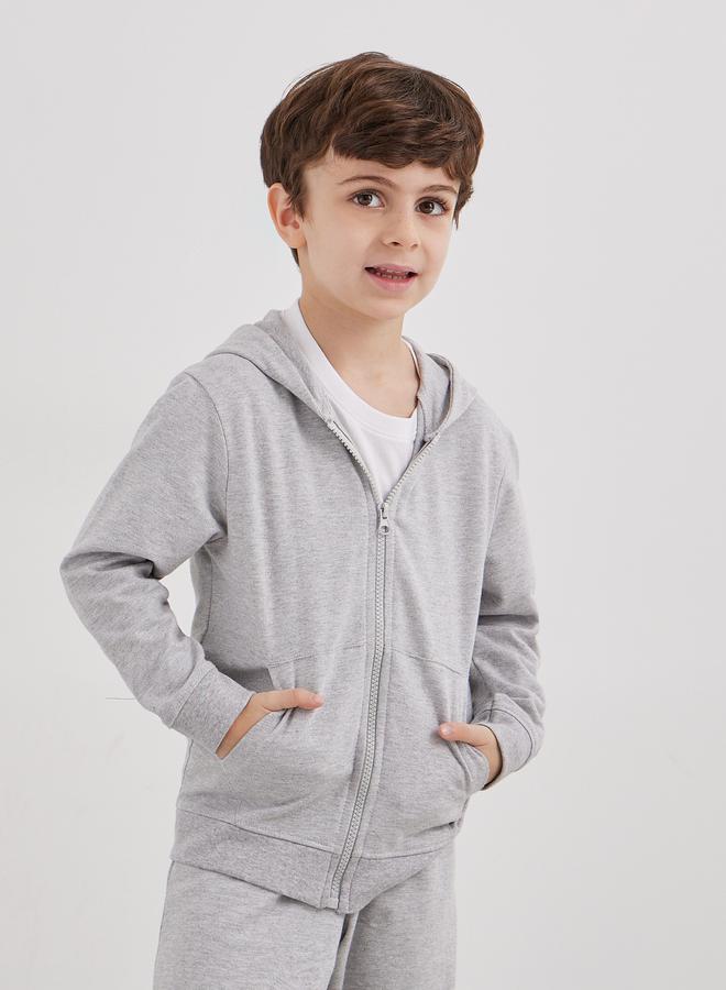 ستايلي هودي ستيلي رمادي قطن بسحاب وجيب - Image 2