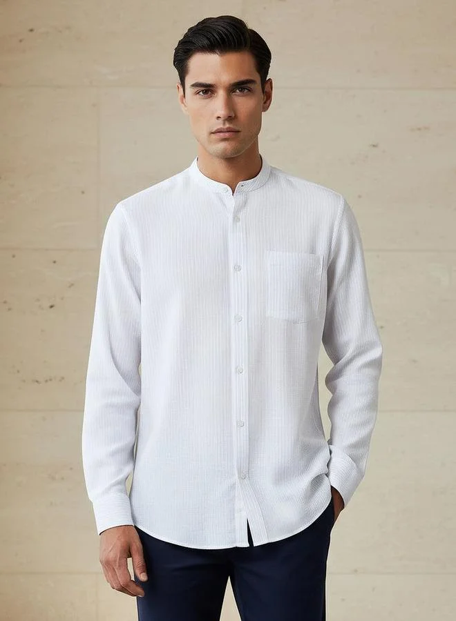 Splash FAV Men Regular Fit Mandarin Collar Striped Long Sleeves Shirt