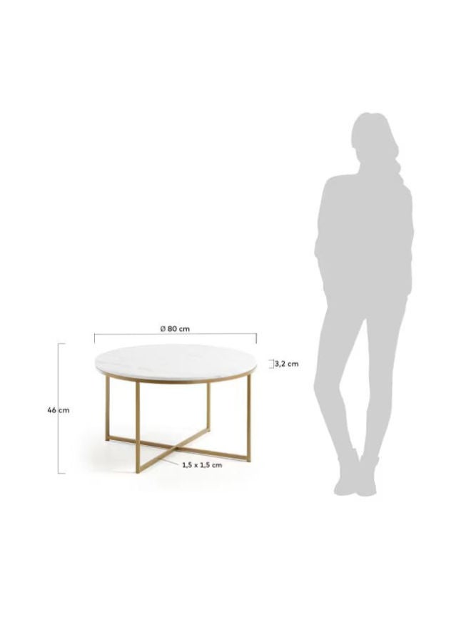 Vinchi Furniture Vinchi Metro coffee table in white marble and golden steel legs Ø 80 cm - Image 5