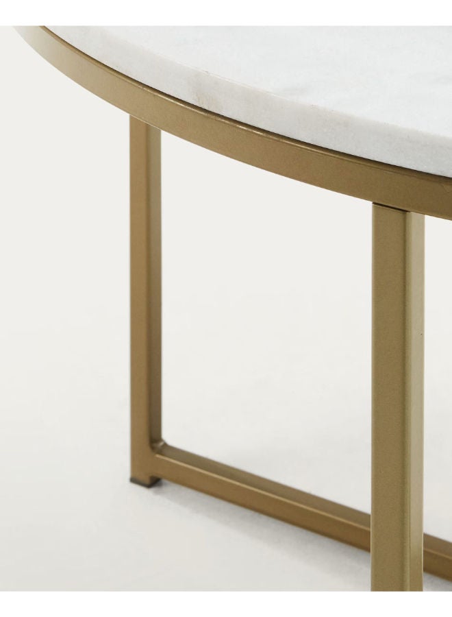 Vinchi Furniture Vinchi Metro coffee table in white marble and golden steel legs Ø 80 cm - Image 4