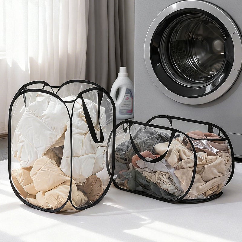 2pcs Foldable Breathable Laundry Hamper Basket for Home Bathroom Dirty Clothes Storage - Image 2