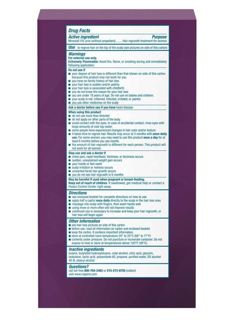 Rogaine Women's 5% Minoxidil Foam 4-Month Supply White 60+60grams - Image 2