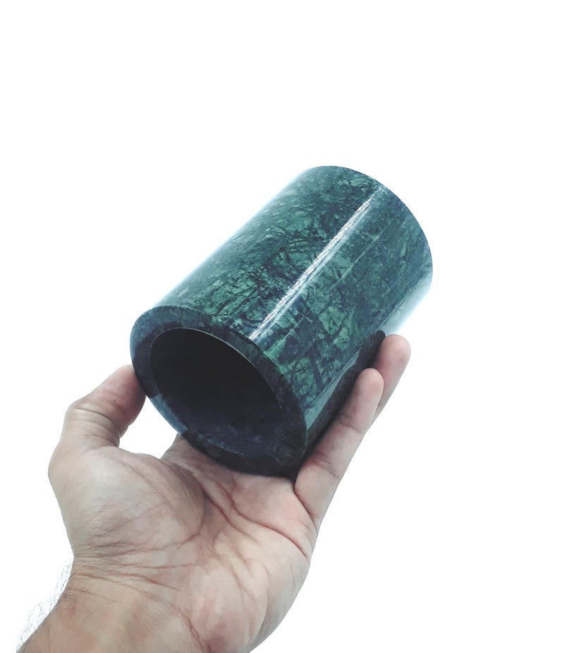 KRAFT CLOUDS Green Marble Toothbrush Holder | Stone Tooth Paste Holder | Handmade Bathroom Accessory 4 inch Size - Image 4
