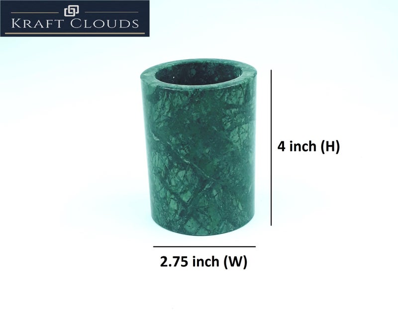 KRAFT CLOUDS Green Marble Toothbrush Holder | Stone Tooth Paste Holder | Handmade Bathroom Accessory 4 inch Size - Image 3