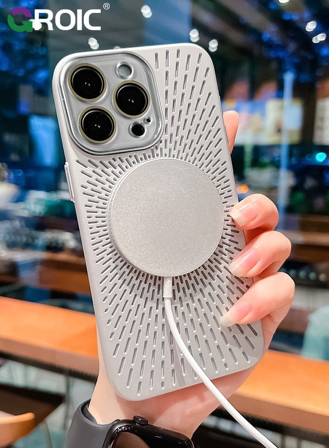 GROIC Compatible with iPhone 16 Pro Max 6.9 Inches Phone Case, All-Inclusive Hollow Magnetic Ultra Thin Cover, Heat Dissipation Breathable Case Protective Compatible with MagSafe, Ventilation Shockproof - Image 3