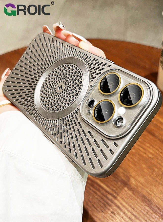 GROIC Compatible with iPhone 16 Pro Max 6.9 Inches Phone Case, All-Inclusive Hollow Magnetic Ultra Thin Cover, Heat Dissipation Breathable Case Protective Compatible with MagSafe, Ventilation Shockproof - Image 4