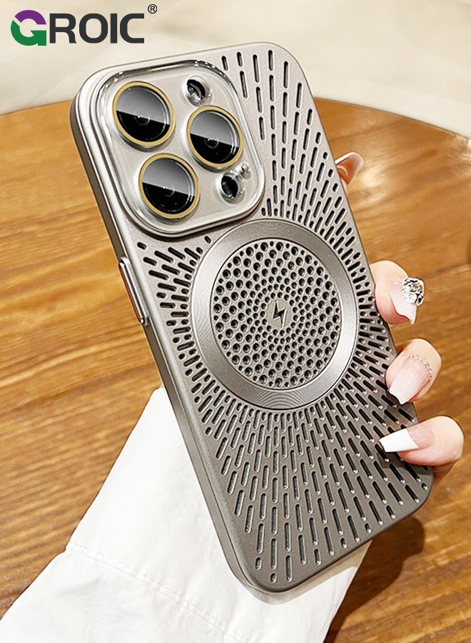 GROIC Compatible with iPhone 16 Pro Max 6.9 Inches Phone Case, All-Inclusive Hollow Magnetic Ultra Thin Cover, Heat Dissipation Breathable Case Protective Compatible with MagSafe, Ventilation Shockproof - Image 5