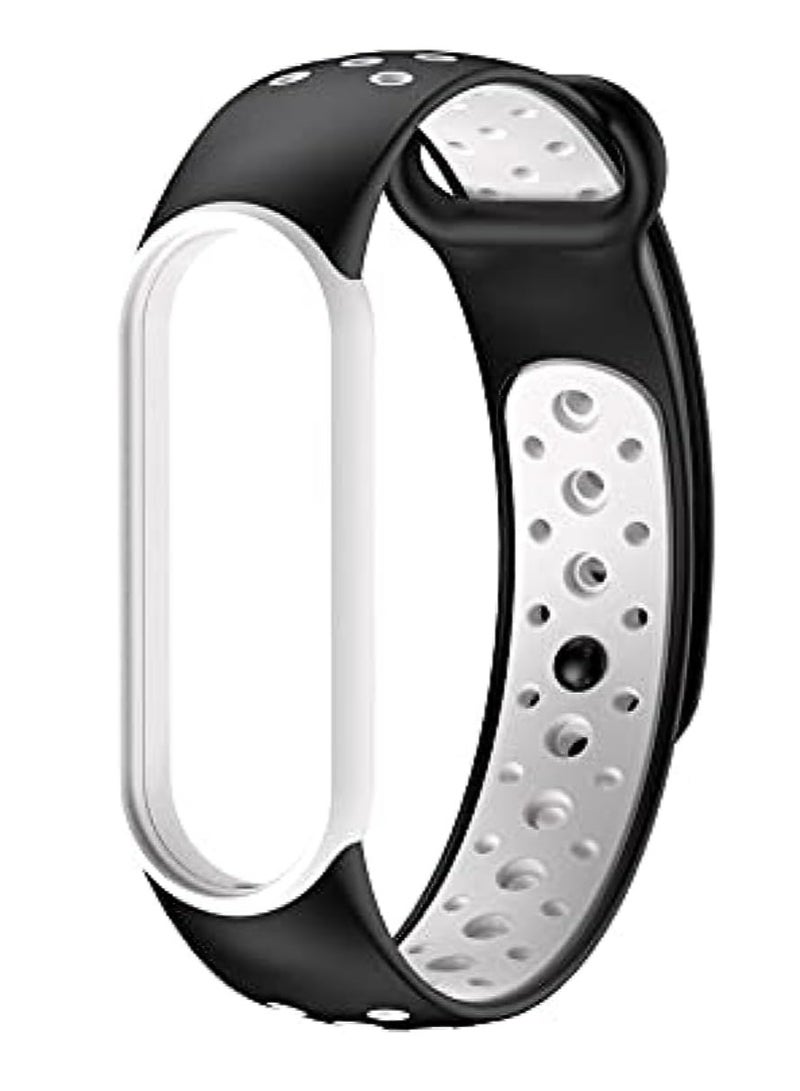 Silicone Sport Strap Band for Mi Band 5 / Mi Band 6 (Black & White)