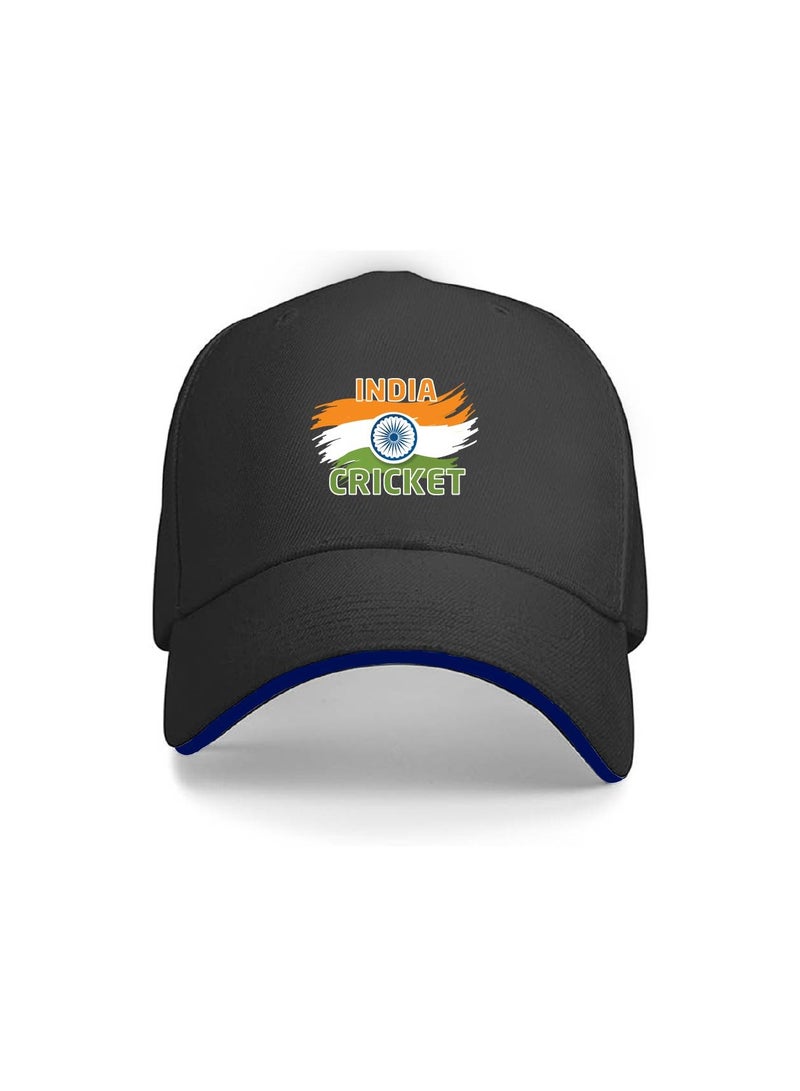 قبعات البيسبول لمحبي رياضة الكريكيت في الهند لكل من الرجال والنساء مع إبزيم معدني قابل للتعديل للإغلاق - مثالية للأنشطة الخارجية والمباريات والارتداء اليومي - Image 1
