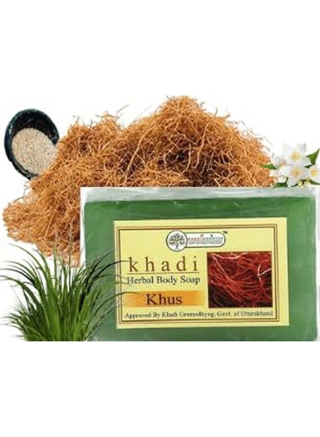 KHADI RISHIKESH Herbal Khus Soap|Handmade Soap|Calms Dry Skinlwith Rosewater|Skincare Soaps Soft,Radiant,Glowing Brighteing Skinunisex125X2=250Gmwith Bath Loofah Spong Free - Image 1