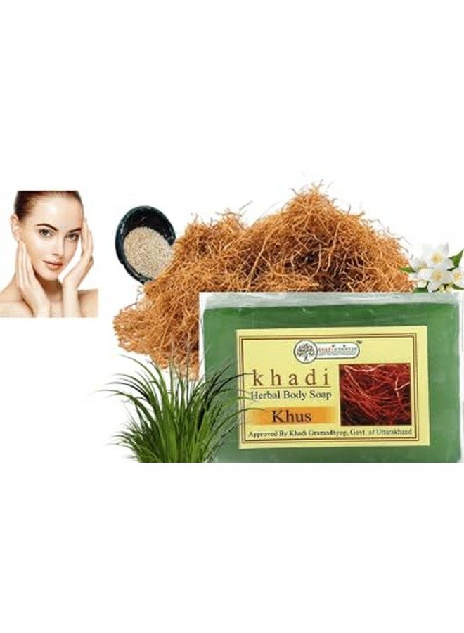 KHADI RISHIKESH Herbal Khus Soap|Handmade Soap|Calms Dry Skinlwith Rosewater|Skincare Soaps Soft,Radiant,Glowing Brighteing Skinunisex125X2=250Gmwith Bath Loofah Spong Free - Image 2