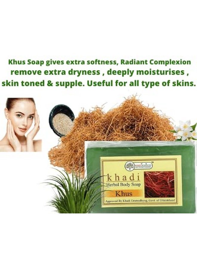 KHADI RISHIKESH Herbal Khus Soap|Handmade Soap|Calms Dry Skinlwith Rosewater|Skincare Soaps Soft,Radiant,Glowing Brighteing Skinunisex125X2=250Gmwith Bath Loofah Spong Free - Image 3
