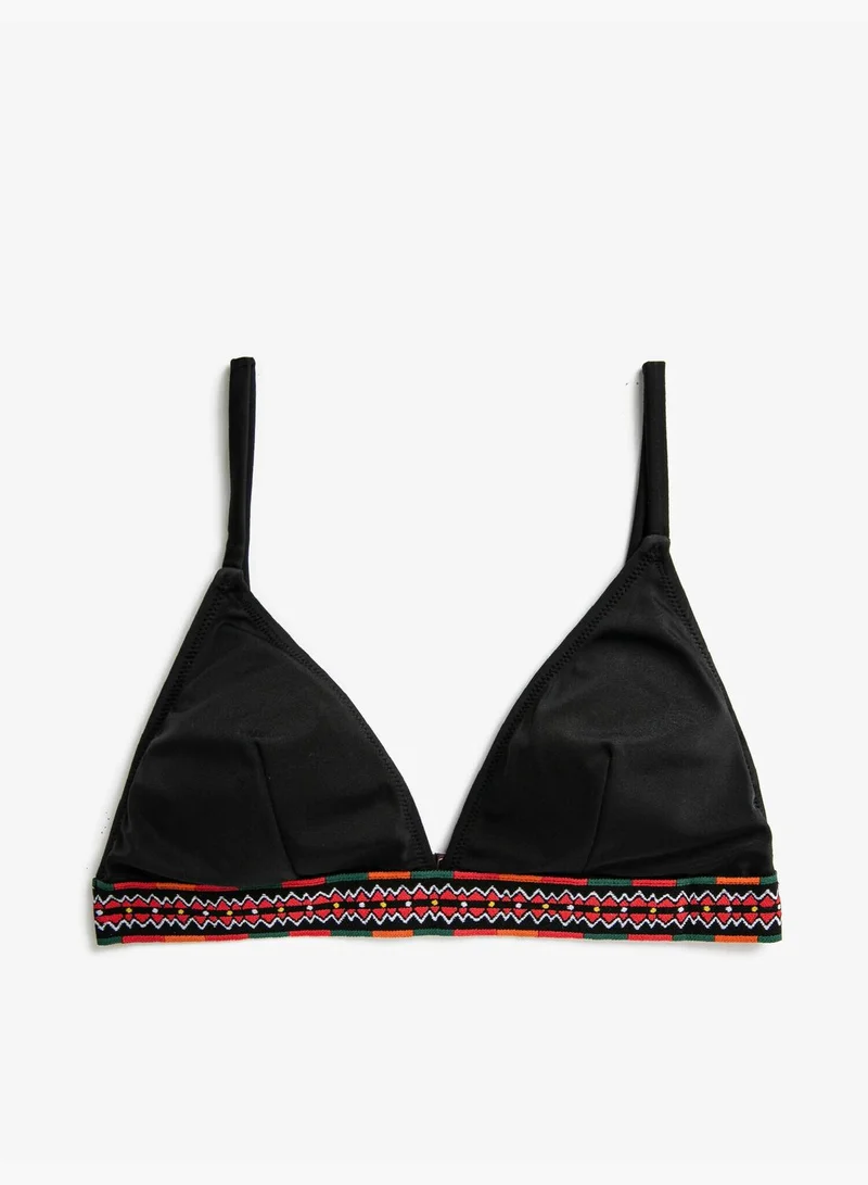 KOTON Patterned Elastic Bikini Top