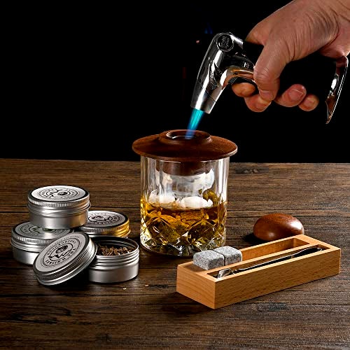 The Whiskey Underground Bourbon, Whiskey Smoker Kit - Cocktail Smoking Kit with Butane Torch, Smoke Top, Whiskey Stones - Apple, Cherry, Oak, Walnut Wood Chips - Premium Wooden Box. No Butane - Image 2
