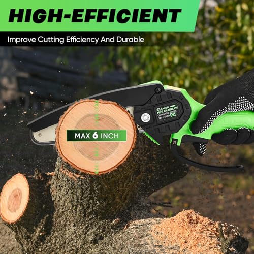 Saker Mini Chainsaw Cordless,6 Inch Chainsaw, Mini Electric Chainsaw Cordless Battery Powered,One-Hand Portable Chain Saw for Tree Trimming, Pruning&Wood Cutting, Gift for Men Dad Husband Father 2025 - Image 2