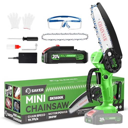 Saker Mini Chainsaw Cordless,6 Inch Chainsaw, Mini Electric Chainsaw Cordless Battery Powered,One-Hand Portable Chain Saw for Tree Trimming, Pruning&Wood Cutting, Gift for Men Dad Husband Father 2025 - Image 1