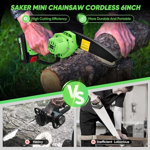 Saker Mini Chainsaw Cordless,6 Inch Chainsaw, Mini Electric Chainsaw Cordless Battery Powered,One-Hand Portable Chain Saw for Tree Trimming, Pruning&Wood Cutting, Gift for Men Dad Husband Father 2025 - Image 5