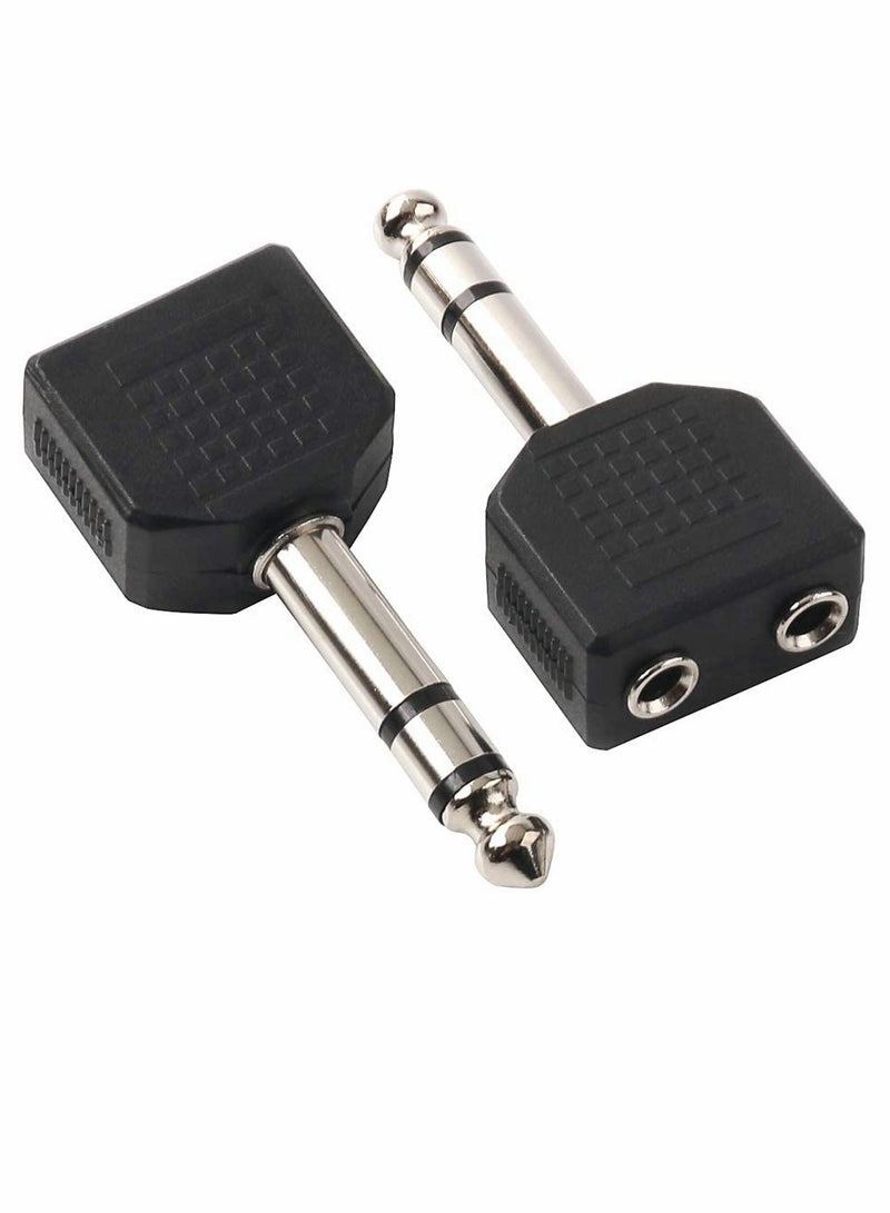 Excefore 6.35mm Male to Two 3.5mm Female Audio Heads, 6.35mm (1/4 Inch) M One-Two 3.5mm (1/8 Inch) F, Stereo Interconnect Audio Adapter - Image 1