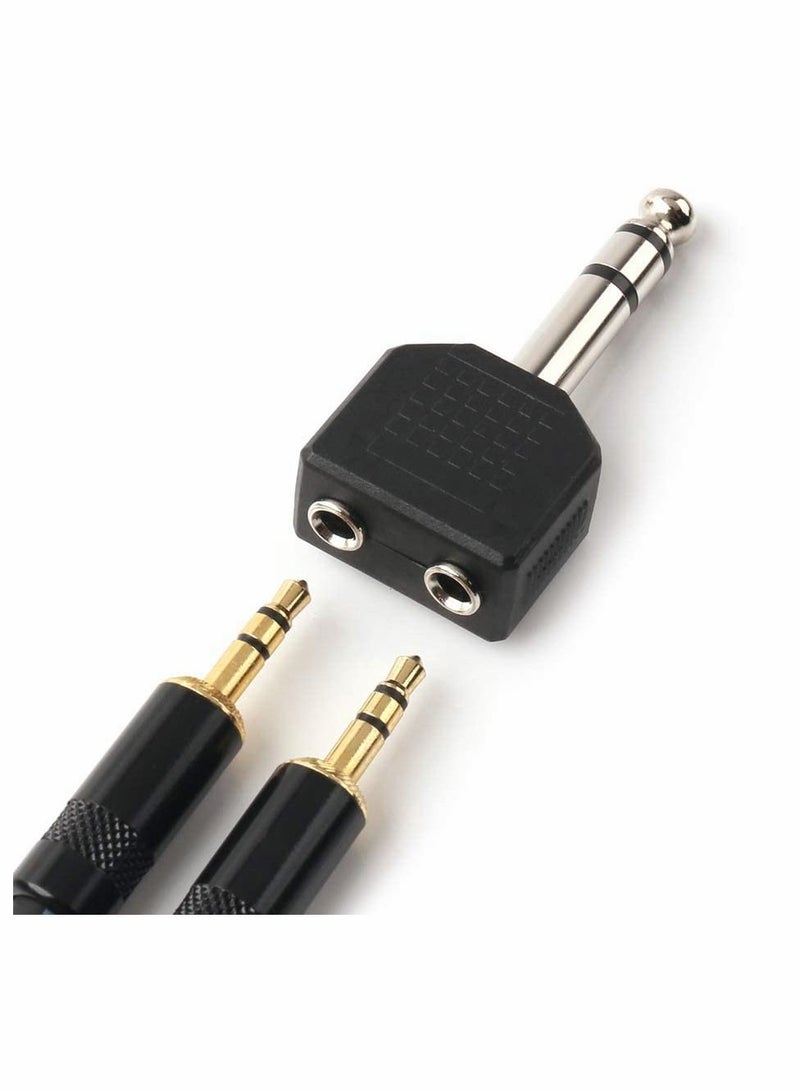 Excefore 6.35mm Male to Two 3.5mm Female Audio Heads, 6.35mm (1/4 Inch) M One-Two 3.5mm (1/8 Inch) F, Stereo Interconnect Audio Adapter - Image 4
