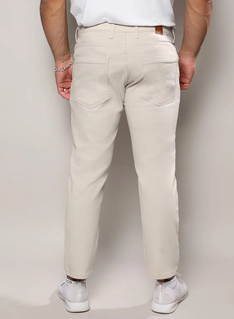 Instafab Plus Instafab Plus Men's Light Grey Rolled Hem Denim Jeans For Casual Wear | Light-Wash | 5 Pockets | Button Closure | Denim Jeans Crafted With Comfort Fit For Everyday Wear