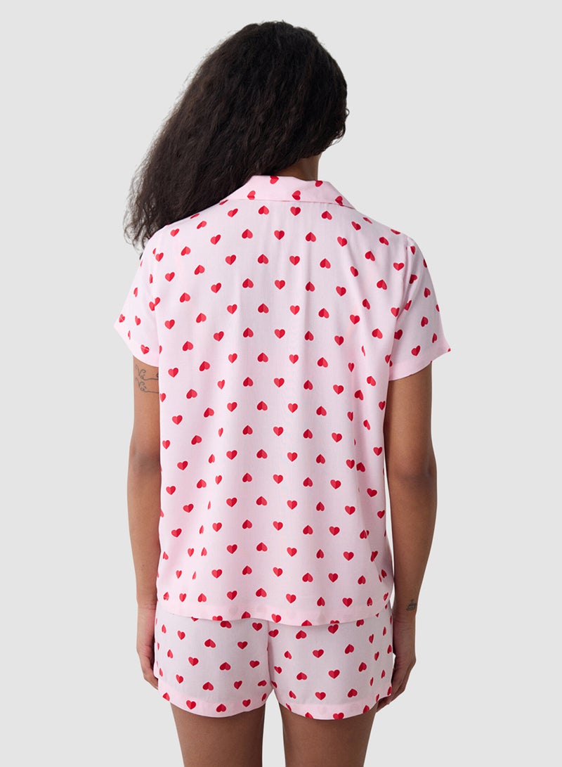 Penti Amour Shirt Pink Pyjama Set With Shorts - Image 3