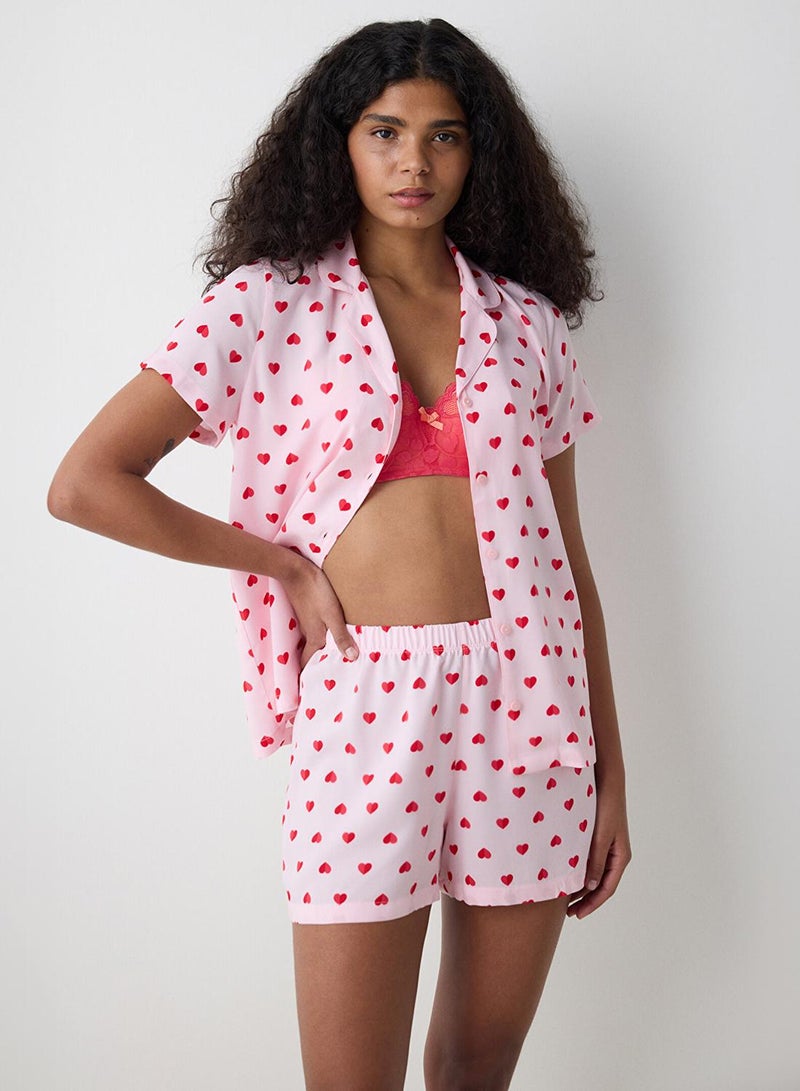 Penti Amour Shirt Pink Pyjama Set With Shorts - Image 2