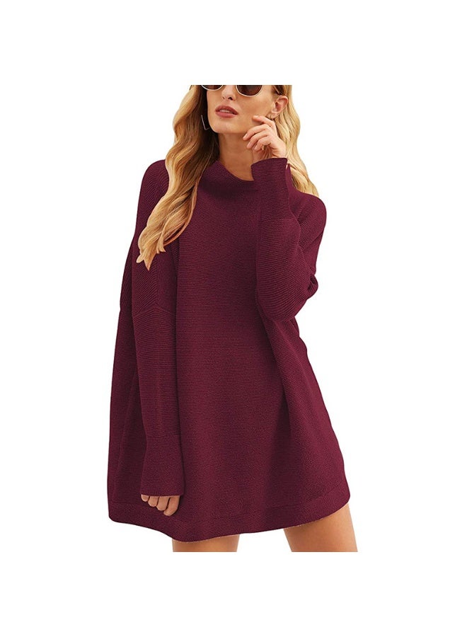 NIBEMINENT Women Turtleneck Sweaters Autumn Winter Casual Batwing Sleeve Slouchy Sweaters Solid Ribbed Knit Pullover Jumper Tops - Image 1