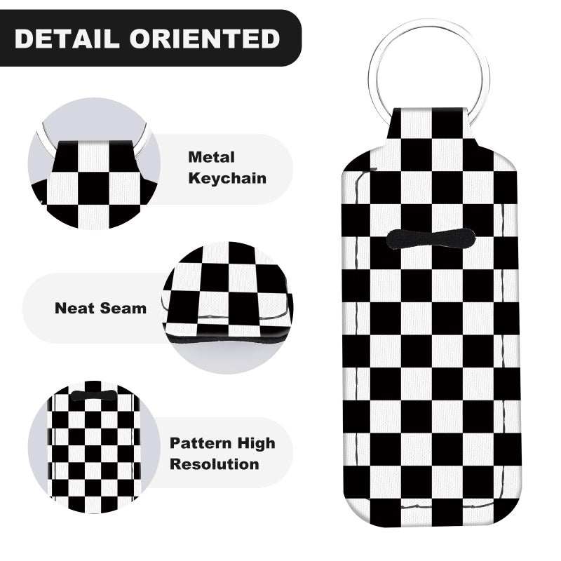 WXCYDG Checkered Chapstick Holder Keychain,Chapsticks Lip Balm Holder Key Chain,Lip Balm Keychain Holder with Clip - Image 3