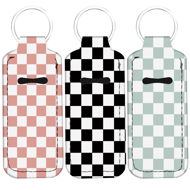 WXCYDG Checkered Chapstick Holder Keychain,Chapsticks Lip Balm Holder Key Chain,Lip Balm Keychain Holder with Clip - Image 1