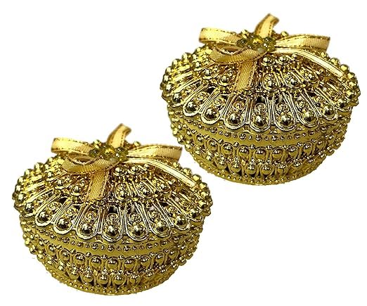 Awadh Acrylic Golden Decorative Box for Mini Storage For gift Mini Storage Diwali Gift box Deepawali Ring Jewellery Dry Fruits Container Case DIY Round Shape Pack Of 4 - Image 2