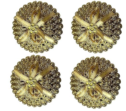 Awadh Acrylic Golden Decorative Box for Mini Storage For gift Mini Storage Diwali Gift box Deepawali Ring Jewellery Dry Fruits Container Case DIY Round Shape Pack Of 4 - Image 1