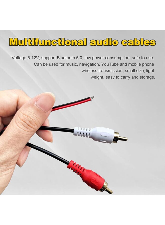 محول كابل بلوتوث لاسلكي للسيارة، موصل راديو ستيريو لاسلكي عالمي للسيارات مع 2 صوت RCA AUX، وحدة استقبال موسيقى بلوتوث 5.0 للسيارة تناسب معظم المركبات - Image 3