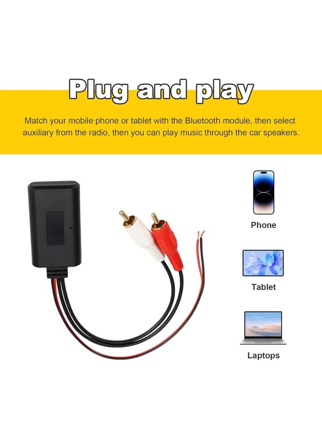 محول كابل بلوتوث لاسلكي للسيارة، موصل راديو ستيريو لاسلكي عالمي للسيارات مع 2 صوت RCA AUX، وحدة استقبال موسيقى بلوتوث 5.0 للسيارة تناسب معظم المركبات - Image 2