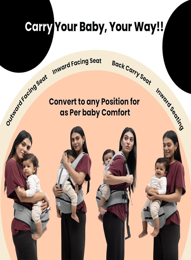 Tinyberg | Baby Carrier for 0 to 3 Year Baby | Baby Carrier for Newborn | Baby Carrying Bag | 4-in-1 Hip Seat, Adjustable Straps, Soft Thigh Padding, Large Storage & Phone Pocket | Baby Carry Bag | Kangaroo Bag | Up to-15 Kg - Haze Grey - Image 2