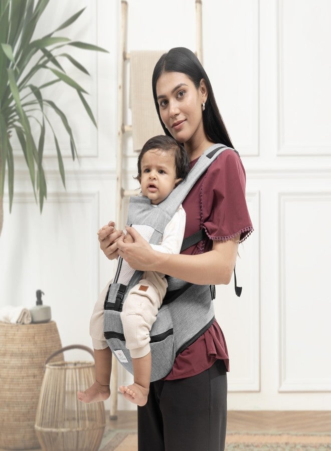 Tinyberg | Baby Carrier for 0 to 3 Year Baby | Baby Carrier for Newborn | Baby Carrying Bag | 4-in-1 Hip Seat, Adjustable Straps, Soft Thigh Padding, Large Storage & Phone Pocket | Baby Carry Bag | Kangaroo Bag | Up to-15 Kg - Haze Grey - Image 1