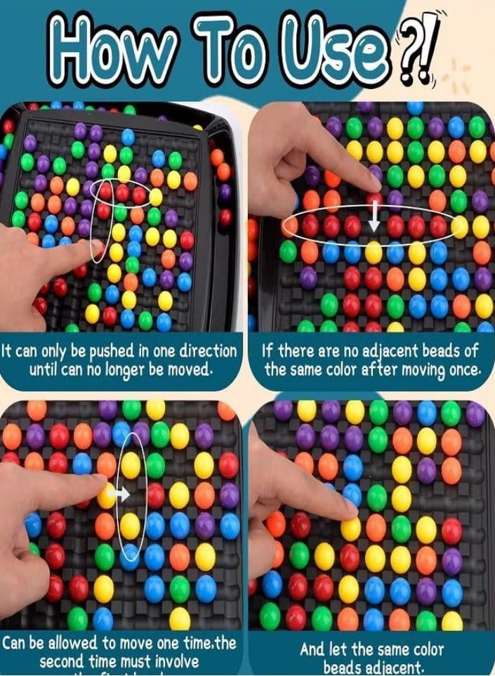 Rainbow Puzzle Chess Ball Elimination Game Desktop Puzzle Toy Parent Child Interactive Toys Chess Board with 120 Rainbow Beads for Kids  - Image 2