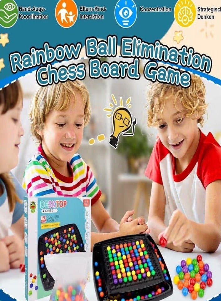 Rainbow Puzzle Chess Ball Elimination Game Desktop Puzzle Toy Parent Child Interactive Toys Chess Board with 120 Rainbow Beads for Kids  - Image 3