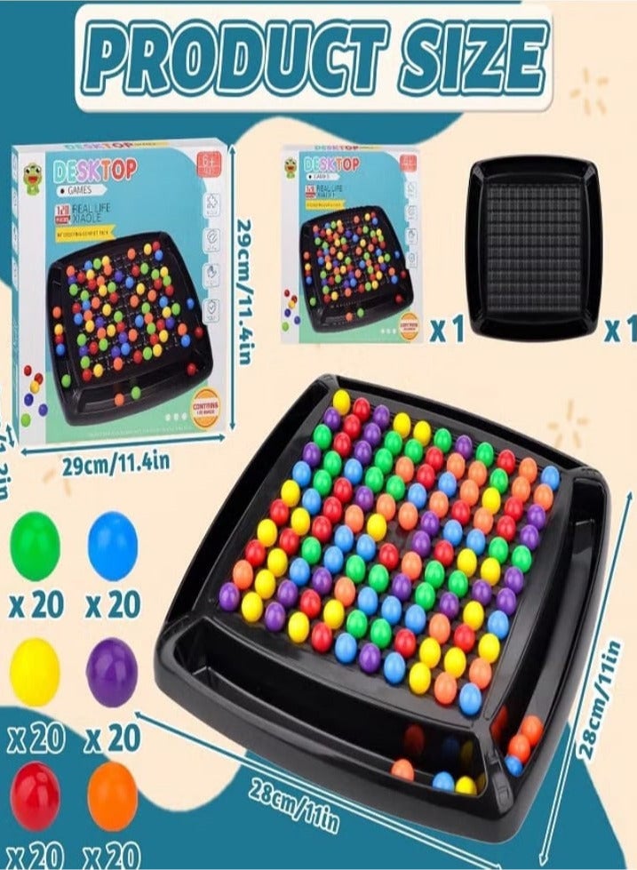 Rainbow Puzzle Chess Ball Elimination Game Desktop Puzzle Toy Parent Child Interactive Toys Chess Board with 120 Rainbow Beads for Kids  - Image 4