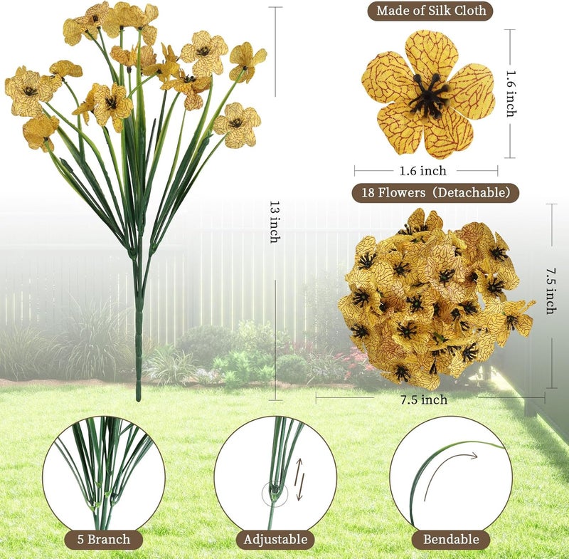 ColoPlay 24 Yellow Bundles Artificial Flowers for Outdoors/Indoors Fake Flowers Plants for Indoor Outside Garden Porch Window Box Home Wedding Farmhouse - Image 2