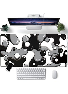 LCYLJGY Grey Black White Mouse Pad Anime Cool Geometric Japanese Extended Desk Mat 90X40 cm Non-Slip Rubber Base Stitched Edge Large XL Mousepad for Desk Gaming Laptop Desktop,90x40x0.3CM  - Image 1