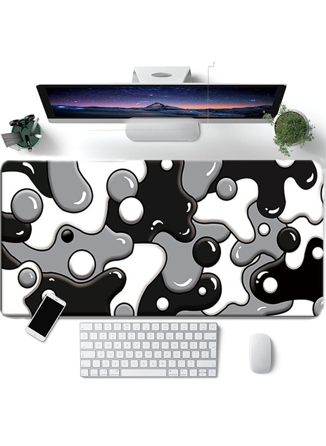 LCYLJGY - Grey Black White Mouse Pad Anime Cool Geometric Japanese Extended Desk Mat 90X40 cm Non-Slip Rubber Base Stitched Edge Large XL Mousepad for Desk Gaming Laptop Desktop,90x40x0.3CM - Image 1