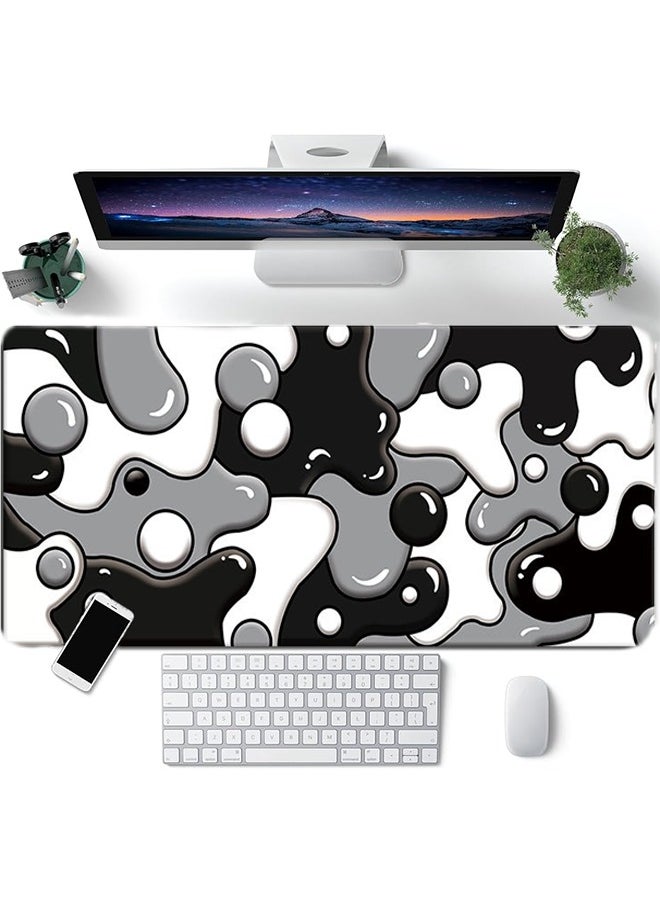 LCYLJGY - Grey Black White Mouse Pad Anime Cool Geometric Japanese Extended Desk Mat 90X40 cm Non-Slip Rubber Base Stitched Edge Large XL Mousepad for Desk Gaming Laptop Desktop,90x40x0.3CM - Image 1