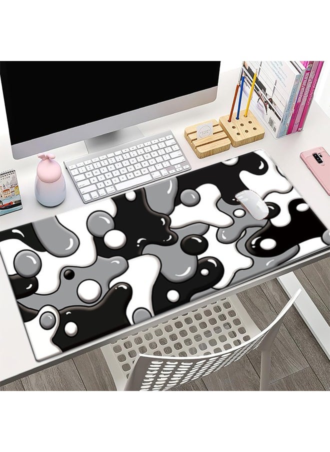 LCYLJGY - Grey Black White Mouse Pad Anime Cool Geometric Japanese Extended Desk Mat 90X40 cm Non-Slip Rubber Base Stitched Edge Large XL Mousepad for Desk Gaming Laptop Desktop,90x40x0.3CM - Image 1