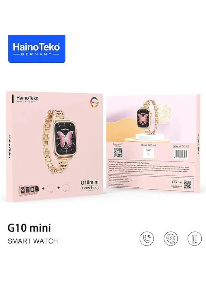 Haino Teko G10 Mini Smart Watch with Real AMOLED Display | Comes with 4 Straps & 2 Bracelets for Custom Style | Fitness Tracker, Heart Rate Monitor, Waterproof, Compatible with iOS & Android - Image 5