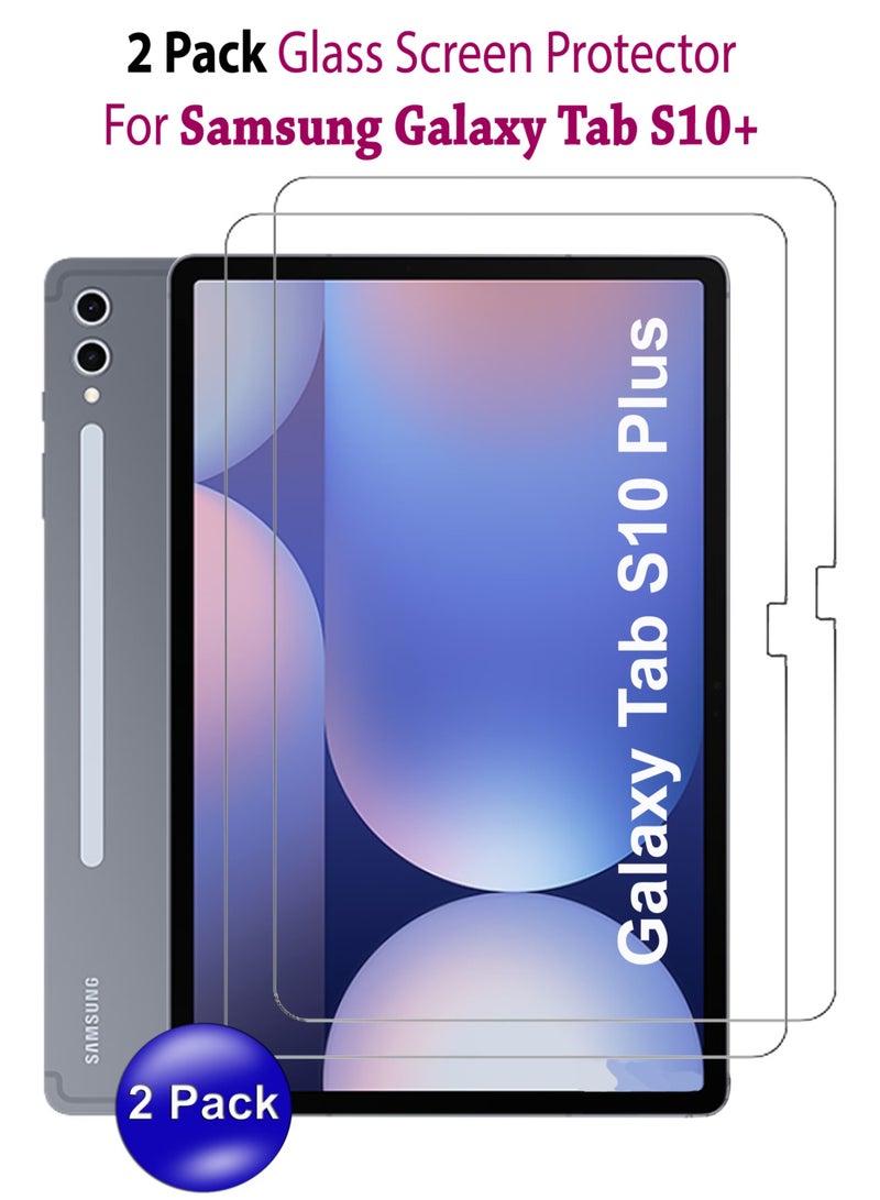 عبوتان من واقي الشاشة لجهاز سامسونج جالاكسي تاب S10 بلس | زجاج مقوى متوفر في عبوة كومبو متوافقة مع Samsung Galaxy Tab S10 Plus | واقي شاشة عالي الجودة من الزجاج المقوى المقاوم للخدش من الحافة إلى الحافة مع مجموعة تركيب سهلة - أسود - Image 1