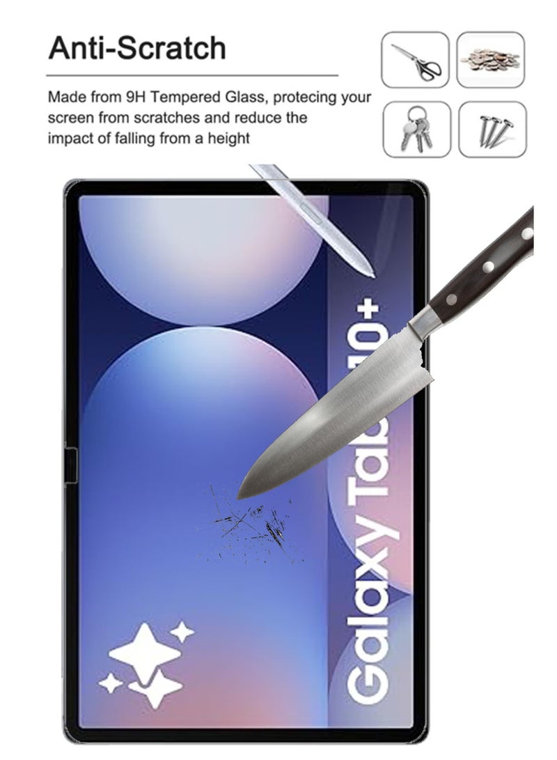 عبوتان من واقي الشاشة لجهاز سامسونج جالاكسي تاب S10 بلس | زجاج مقوى متوفر في عبوة كومبو متوافقة مع Samsung Galaxy Tab S10 Plus | واقي شاشة عالي الجودة من الزجاج المقوى المقاوم للخدش من الحافة إلى الحافة مع مجموعة تركيب سهلة - أسود - Image 2
