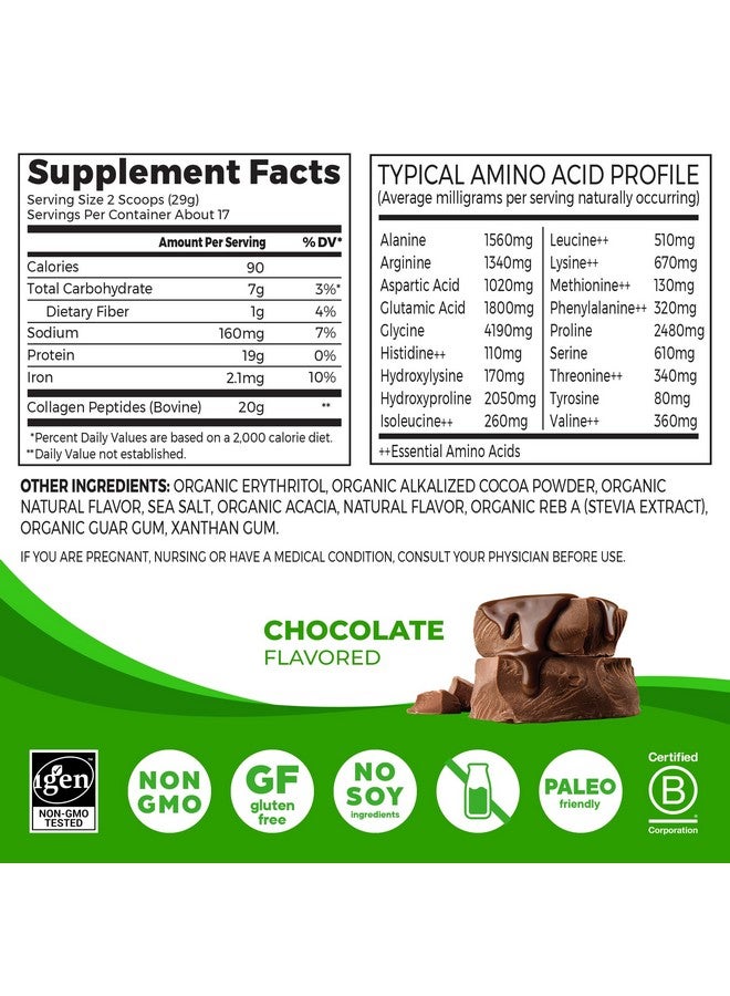 أورجين مسحوق ببتيدات الكولاجين المُحلل من أورجين للنساء والرجال، بنكهة الشوكولاتة، 20 غرامًا من الكولاجين المُغذّى على العشب - مُكمّل غذائي لدعم الشعر والبشرة والأظافر والمفاصل، مناسب لحمية الباليو والكيتو، غير مُعدّل وراثيًا، النوع الأول والثالث، 1 رطل - Image 2